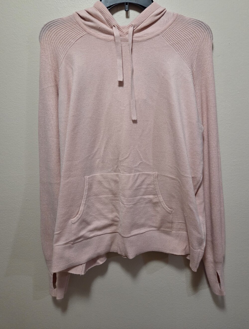 Light Pink Women's Knit Hoodie Sweater